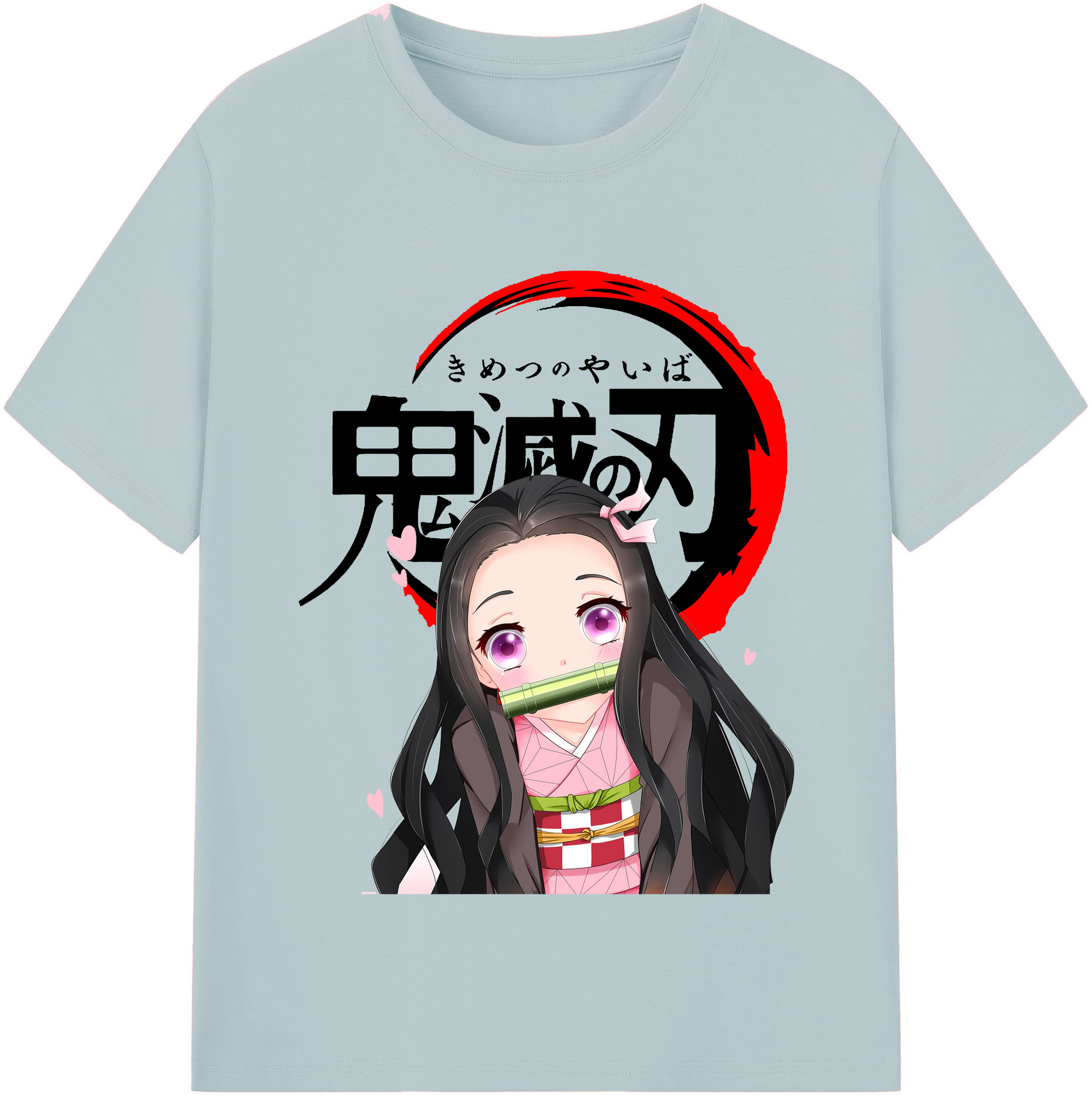 （画像用） 鬼滅の刃（きめつのやいば）竈門 禰󠄀豆子／かまど ねずこ Kamado Nezuko 綿100％半袖Tシャツ（フロントプリント）